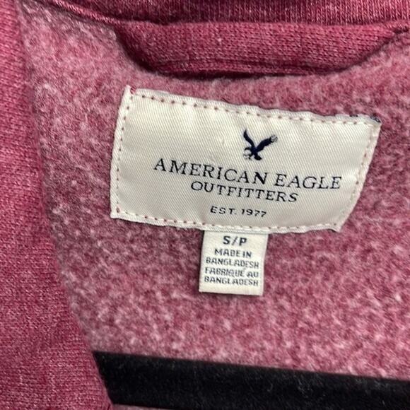 AMERICAN EAGLE Asymmetric Moto Sweatshirt Jacket Burgundy Womens Small - Picture 4 of 5
